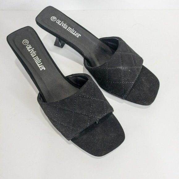 Olivia Miller Honey Camp Slide Sandals Black -10 - Picture 6 of 7